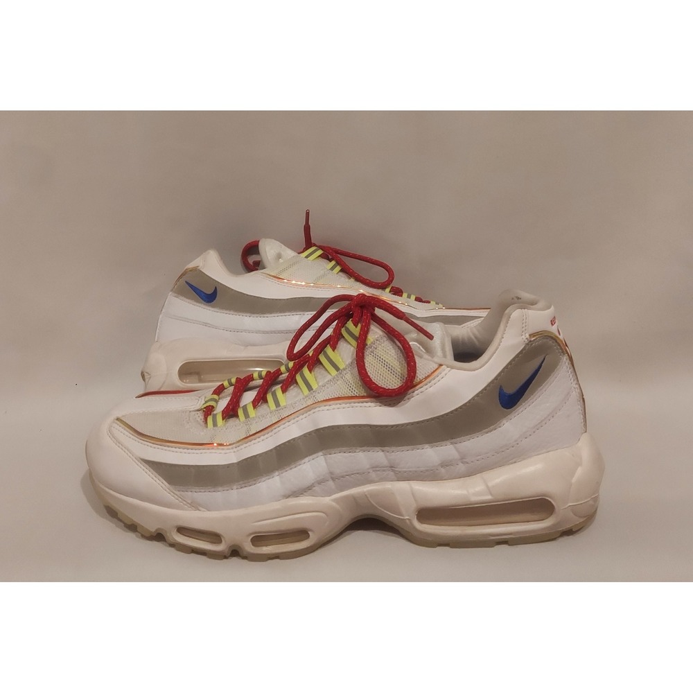 Nike Mens Air Max 95 Premium De Lo Mio White Red Blue Sneakers Shoes Size 13
